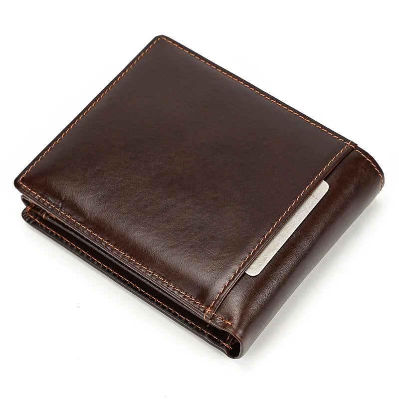 Genuine Leather Mens Wallet with Coin Pocket and Id Window Bifold Italian Leather Wallet with Credit Card Slots Purse for Gents