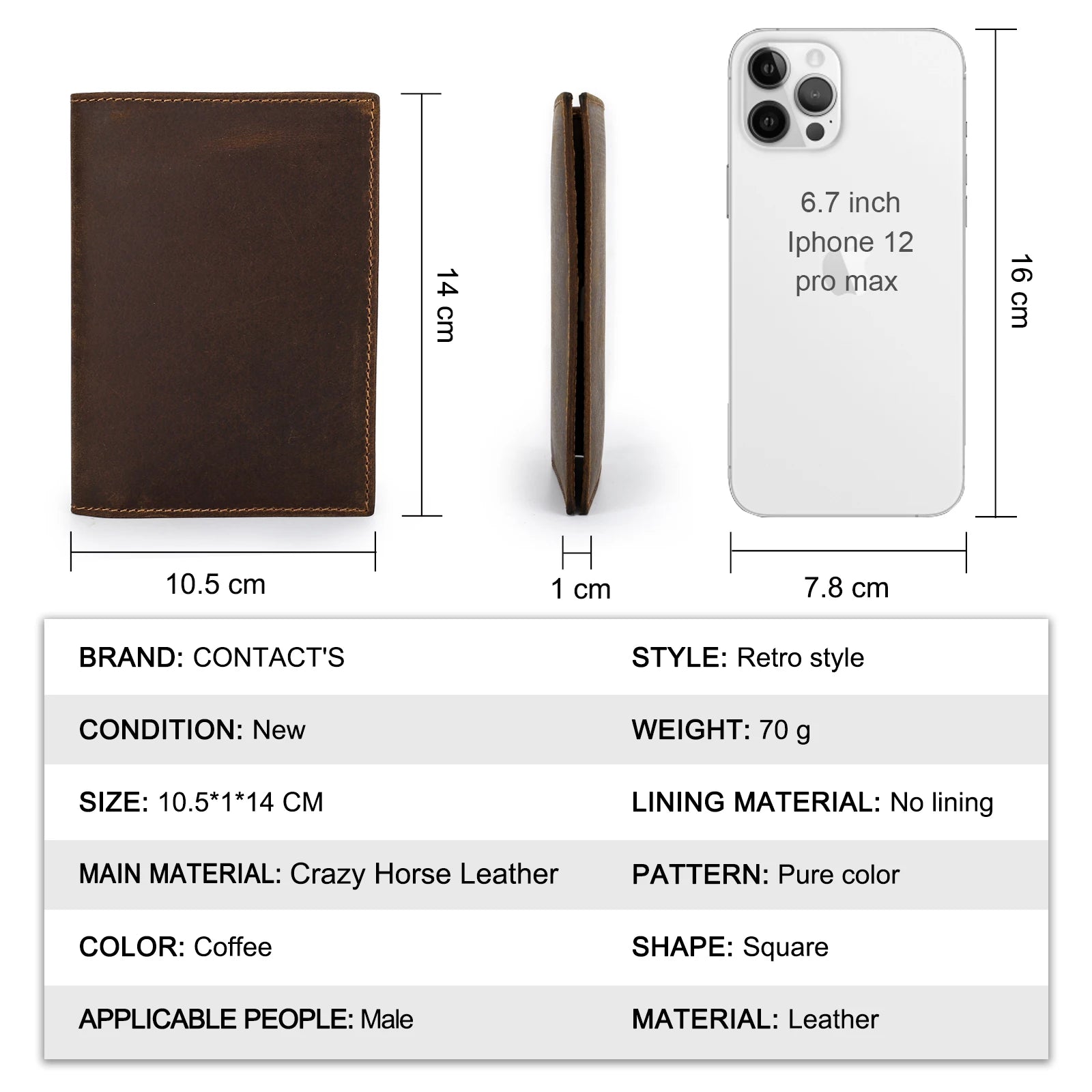 CONTACT'S Passport Holder Men Genuine Leather Mini Wallet Card Holder for Passport Vintage Passport Cover Travel Passport Wallet