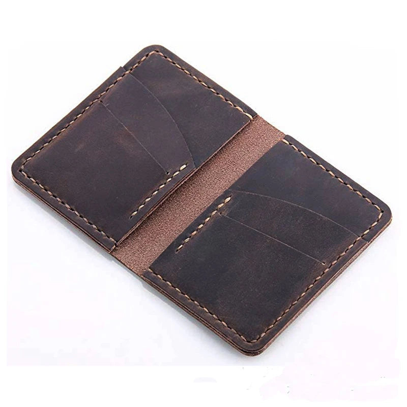 Vintage Handmade Crazy Horse Genuine Leather Card Holder Men Card Wallet ID Holder Business Credit Card sleeve Case MC-418