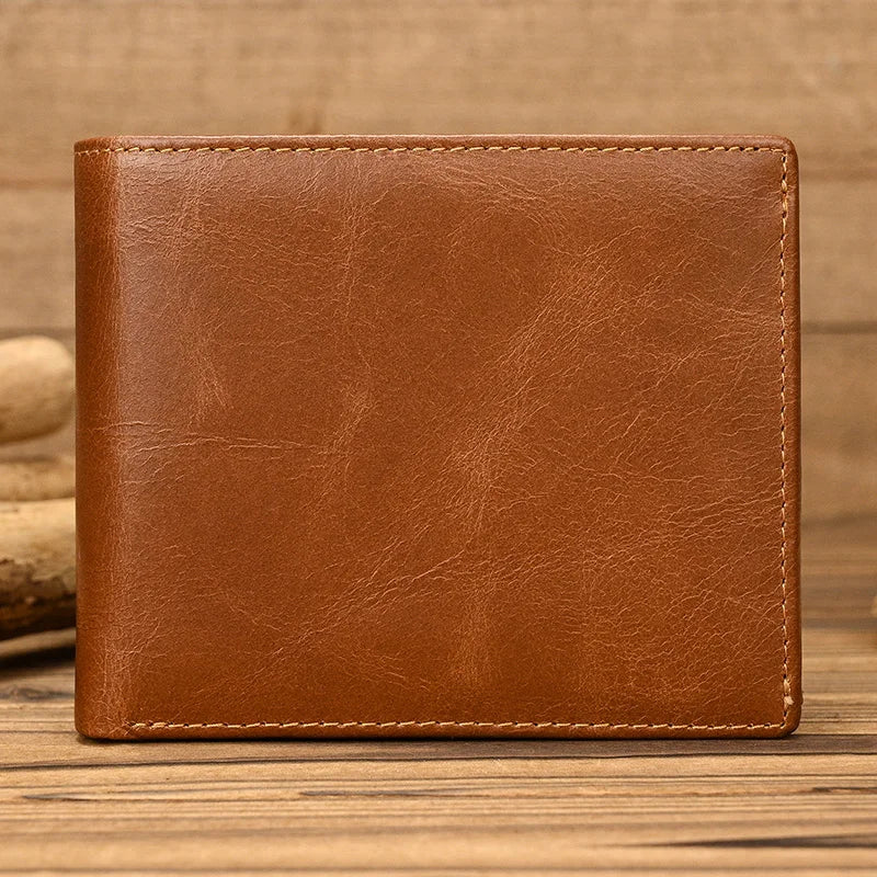 Trifold Men's Leather Wallet Genuine Leather Male Short Purse Real Cowhide Man Leather Wallets 3 Folds Card Holder Coin Purse