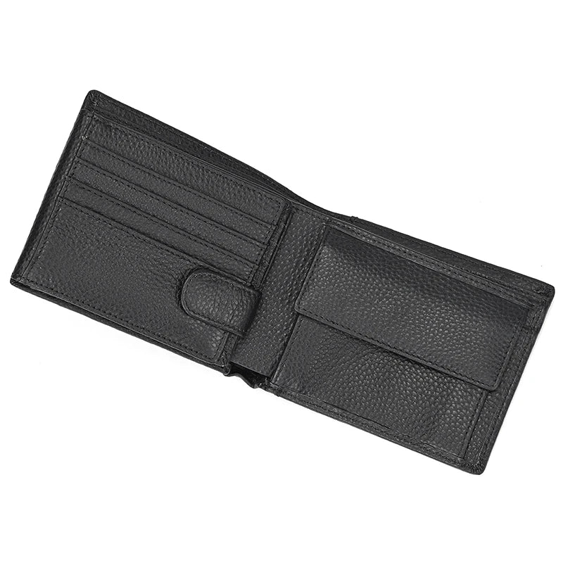 Trifold Men's Leather Wallet Genuine Leather Male Short Purse Real Cowhide Man Leather Wallets 3 Folds Card Holder Coin Purse