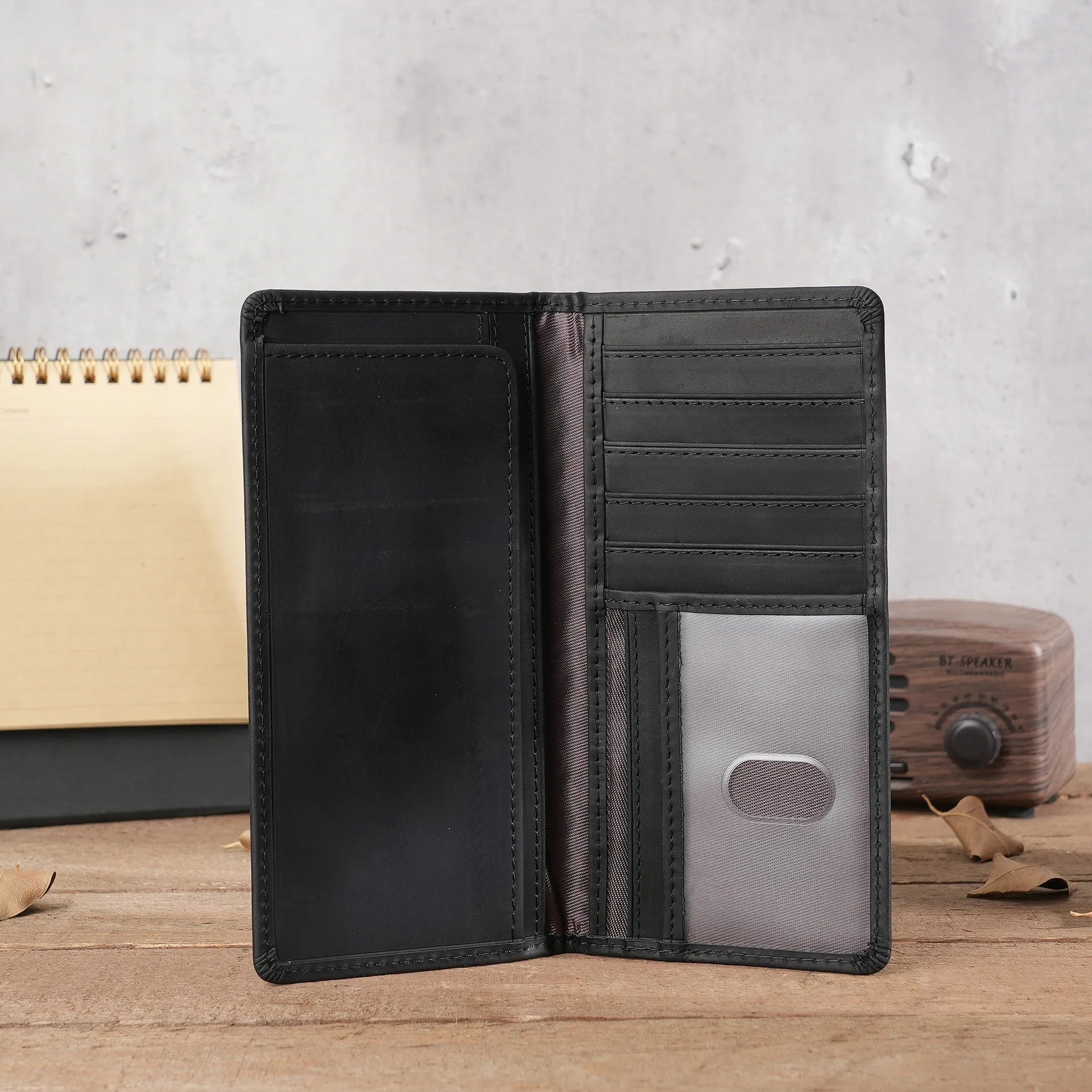 1081 Men's Crazy Horse Leather Long Wallet Head Layer Leather Leather Retro Card Bag Multi Functional