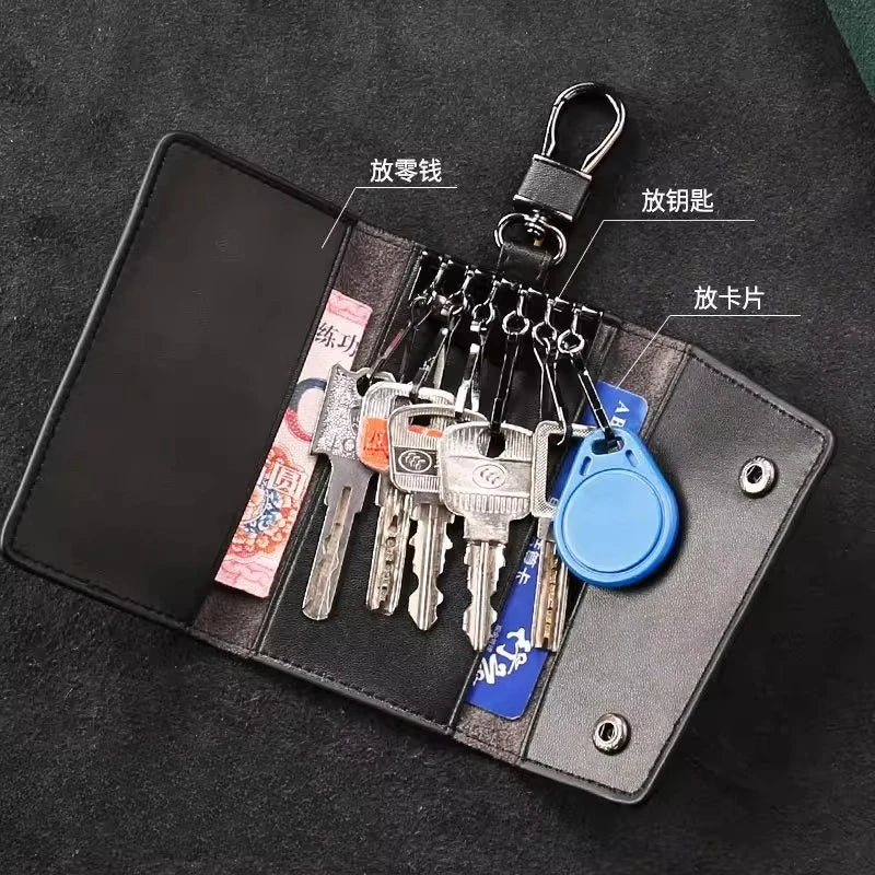 Genuine Leather Key Organizer | Multi-Key Holder with Card Slot