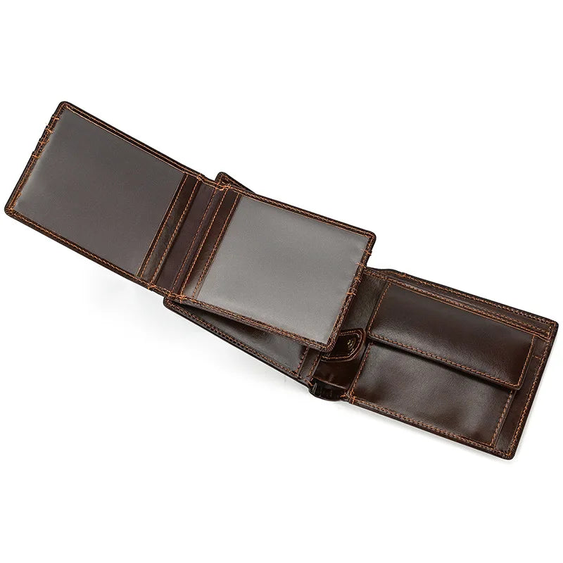 Genuine Leather Mens Wallet with Coin Pocket and Id Window Bifold Italian Leather Wallet with Credit Card Slots Purse for Gents