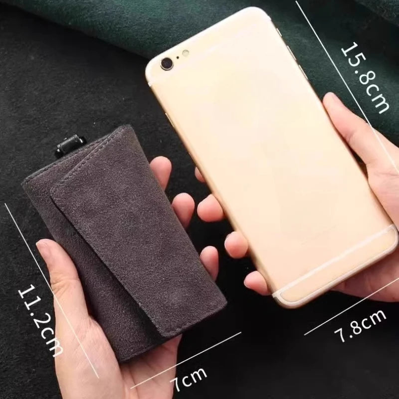 New Leather Keychain Men Women Key Holder Organizer Pouch Large Capacity Car Key Wallet Housekeeper Key Case Mini Card Bag