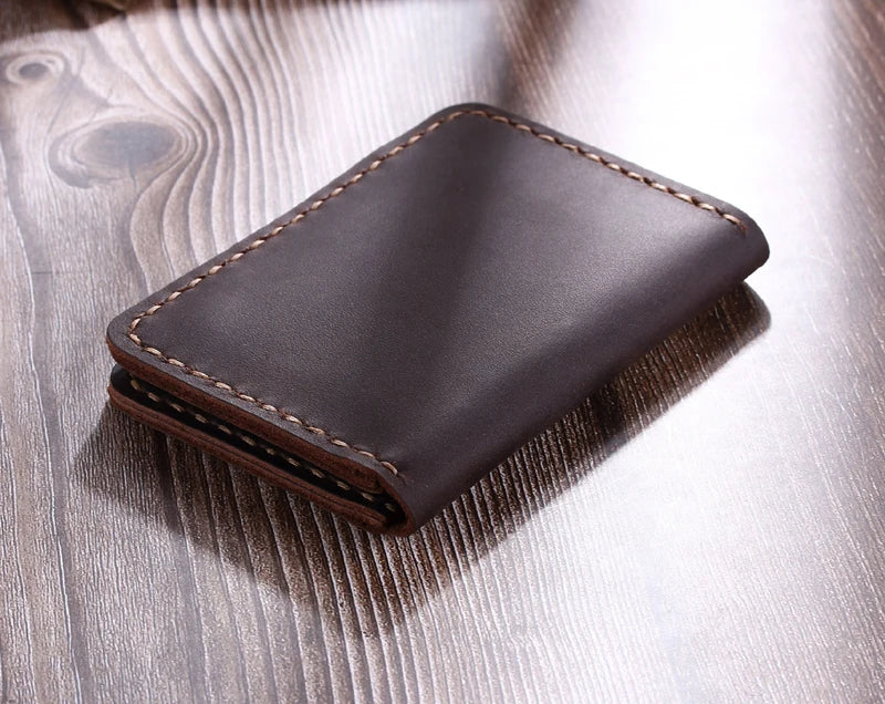 Vintage Handmade Crazy Horse Genuine Leather Card Holder Men Card Wallet ID Holder Business Credit Card sleeve Case MC-418
