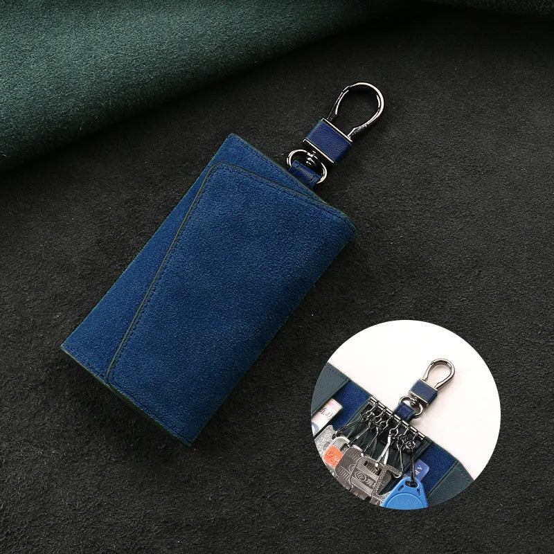 New Leather Keychain Men Women Key Holder Organizer Pouch Large Capacity Car Key Wallet Housekeeper Key Case Mini Card Bag