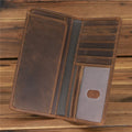 1081 Men's Crazy Horse Leather Long Wallet Head Layer Leather Leather Retro Card Bag Multi Functional