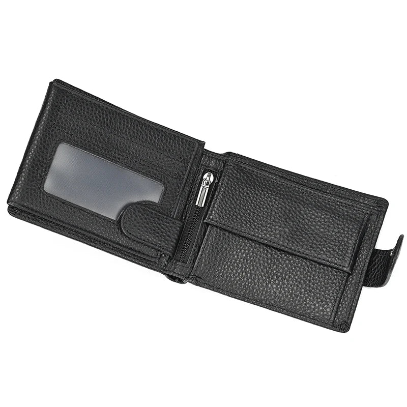 Trifold Men's Leather Wallet Genuine Leather Male Short Purse Real Cowhide Man Leather Wallets 3 Folds Card Holder Coin Purse