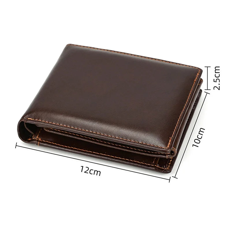 Genuine Leather Mens Wallet with Coin Pocket and Id Window Bifold Italian Leather Wallet with Credit Card Slots Purse for Gents